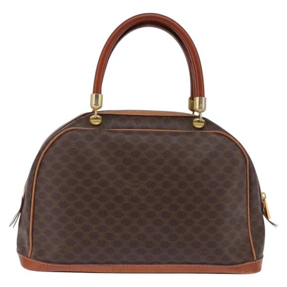 CELINE Macadam Canvas Hand Bag Pvc Leather Brown Gold - Picture 3 of 12